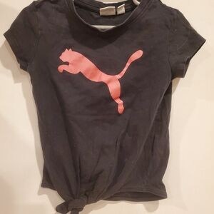 Puma 4 Years Kids Black Tee with Pink Logo